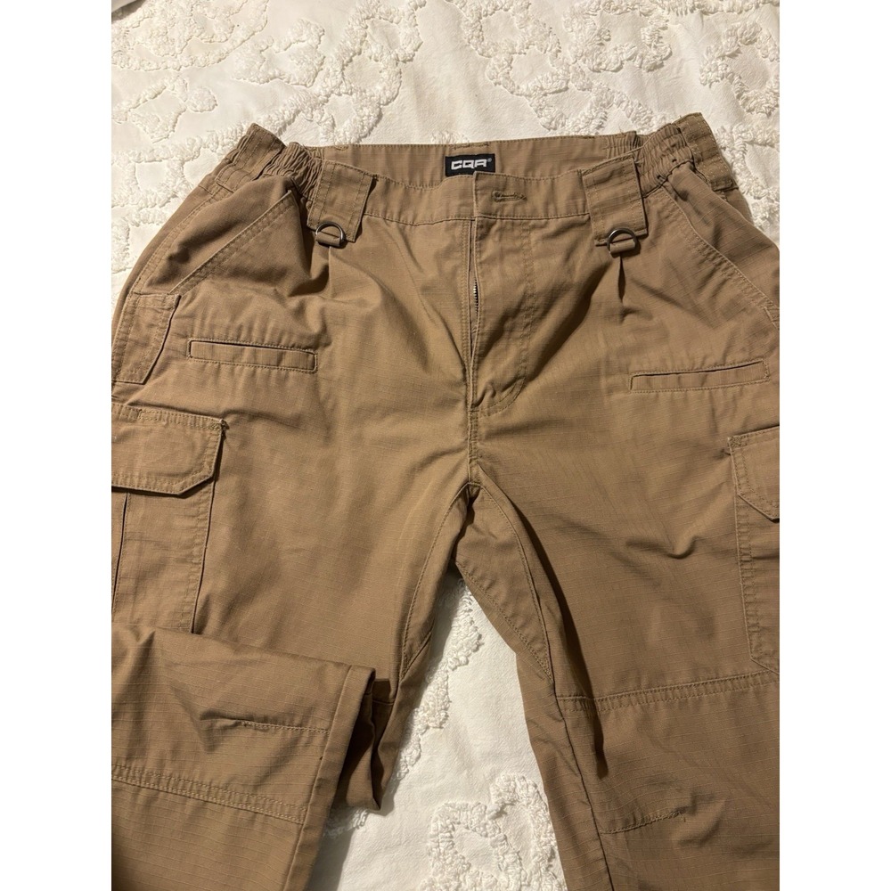 CQR Men's Tactical Cargo Work Pants 34W/30L Khaki Polyester‎ Cotton